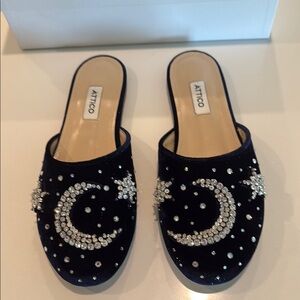 The Attico Black Embellished Mules